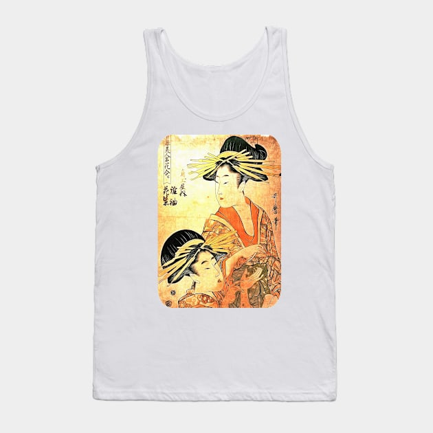 Japanese Art Geisha Girl with Kimono Tank Top by jshep